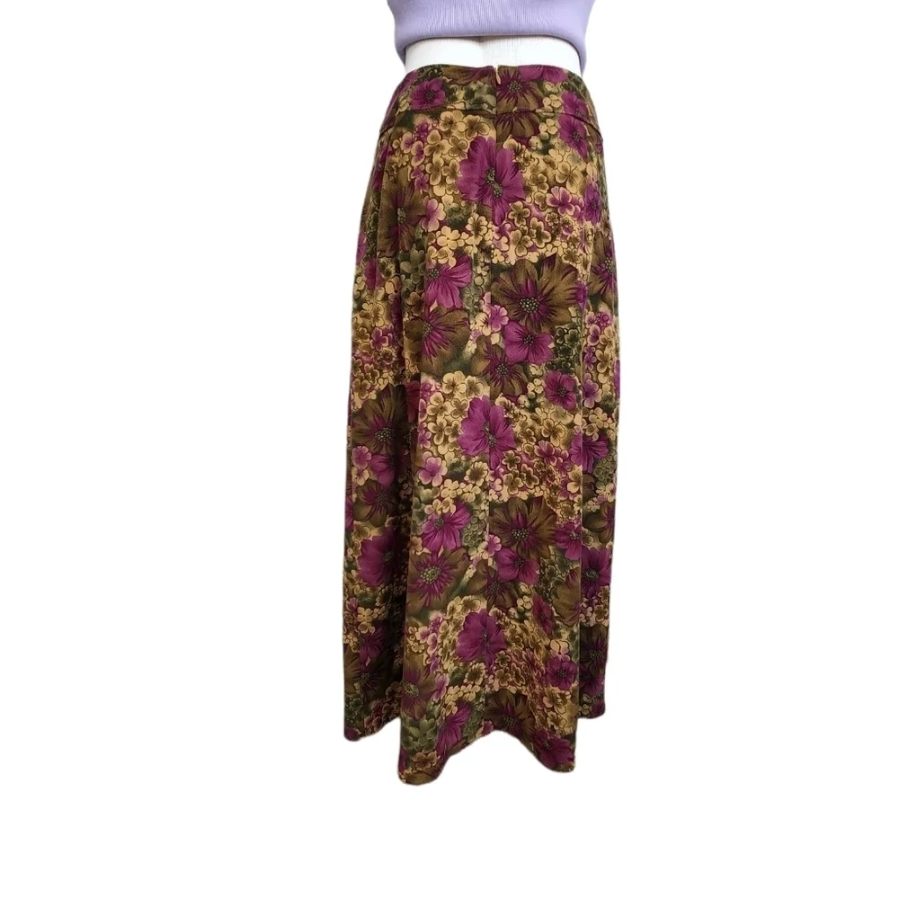 Chadwick Vintage Lavender & Tan Color Prairie Floral Print Women's Skirt Size 8
